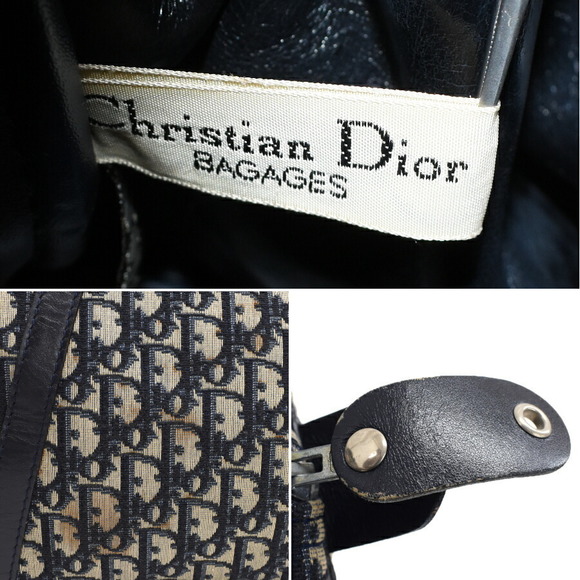 Christian Dior Trotter Handbag Small Boston Bag Navy Blue - Picture 9 of 9